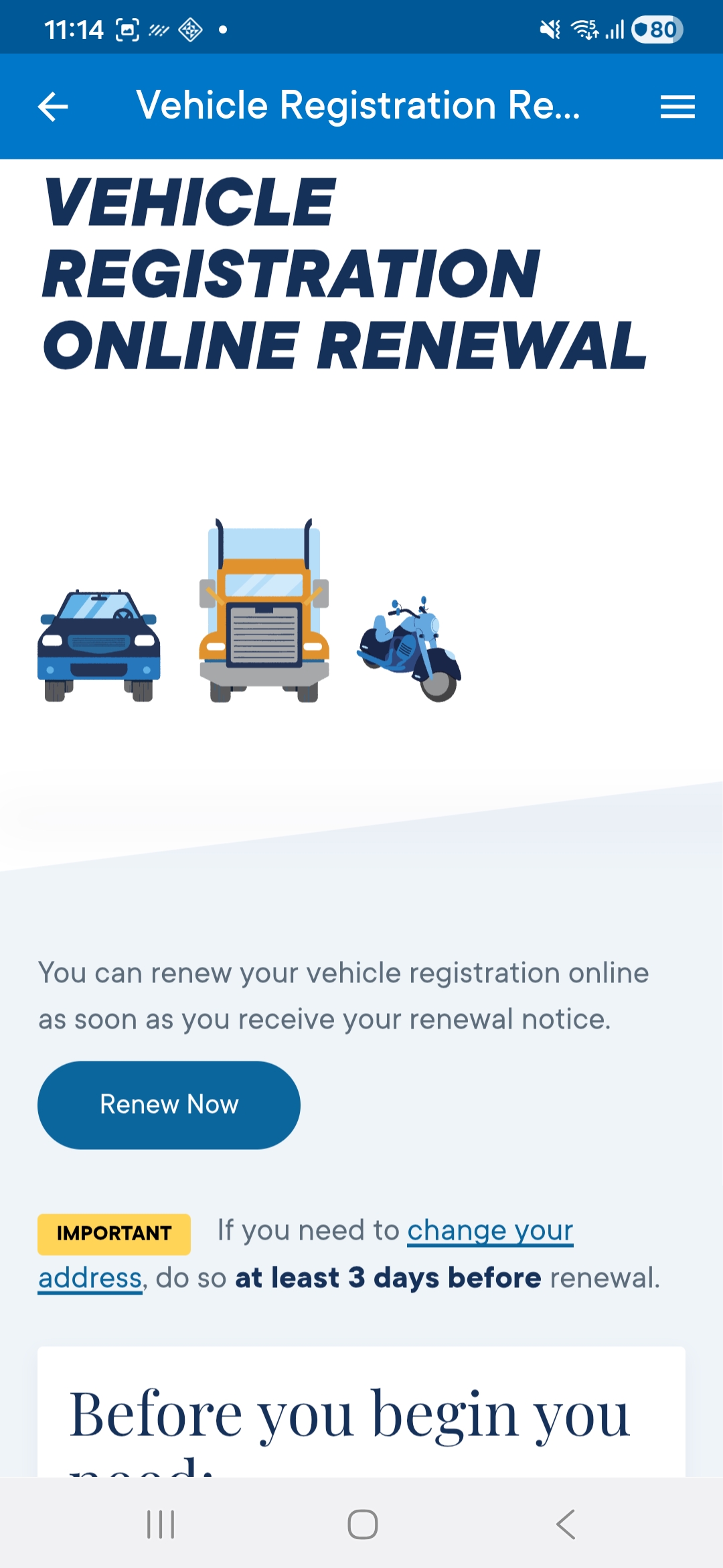 CA DMV App - Services Menu